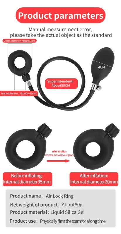 Novo anel inflável para retardar a ejaculação, bloqueio peniano, bola de bondage, anéis penianos adultos bdsm, brinquedos sexuais para homens gays