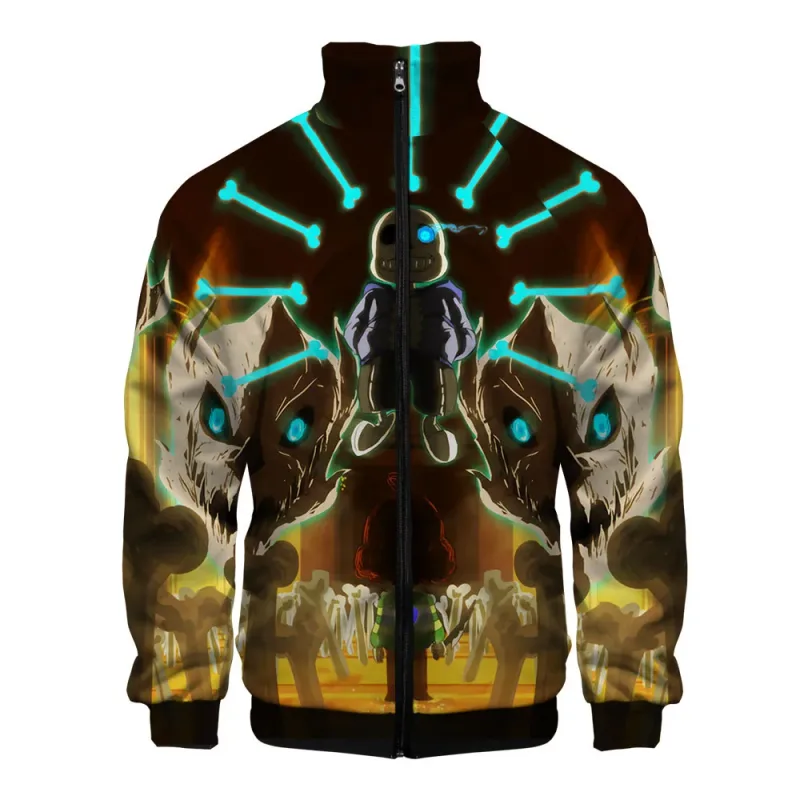 Luxury Popular Sans Undertale 3D Print Zipper Raglan Jacket Windbreaker Boys/Girls Comfortable Stand Collar Jackets Coats