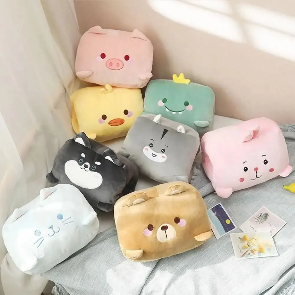 Criativo brinquedo de pelúcia mão mais quente travesseiro de pelúcia manter quente super macio escritório nap travesseiro dos desenhos animados animal brinquedo de pelúcia inverno