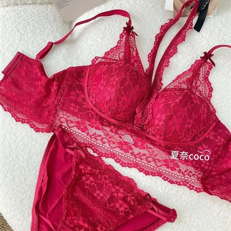 Renda francesa alça larga grosso superior camada de renda interna sem sutiã conjunto petite feminino pequeno busto conforto lingerie conjunto 32-38 s-xl