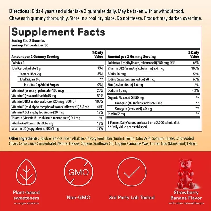 Kids Multivitamins Gummies - Boosts Immunity Promotes Healthy Brain and Body Development Provides Energy — image 2