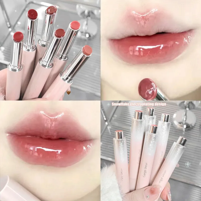 Luz de água clara sólido brilho labial geléia aguado rosa batom lápis hidratante espelho batom caneta coreano lábios maquiagem cosméticos