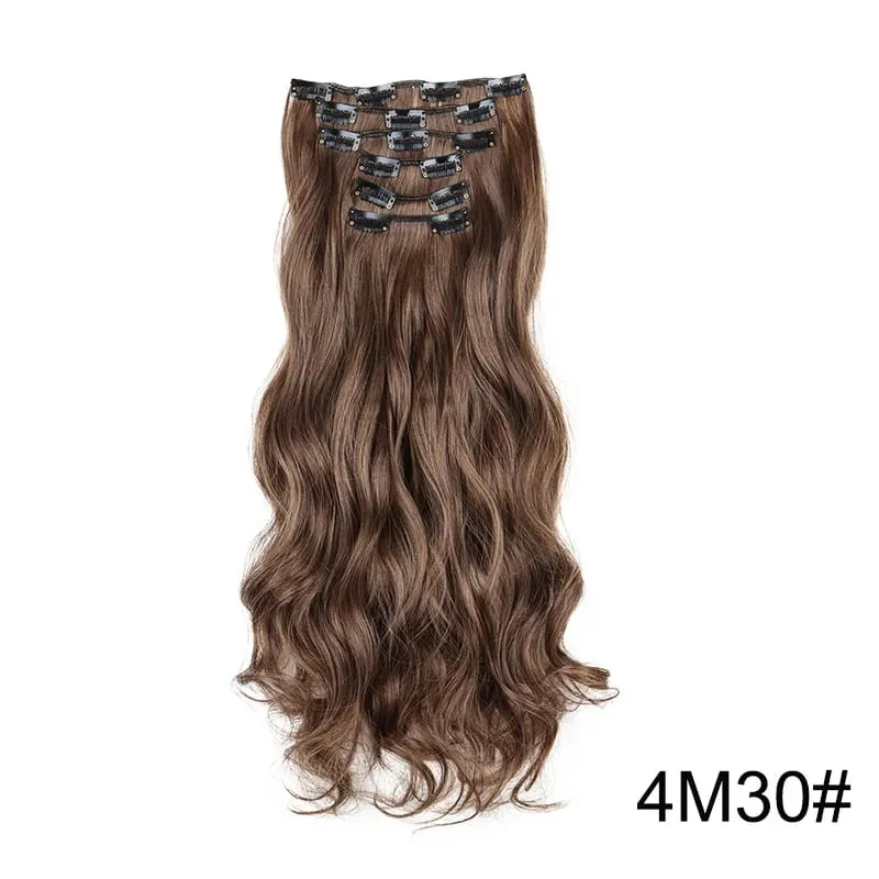 22 Polegada sintético 6 pçs/set longo encaracolado extensão do cabelo grosso macio peruca para cobertura de linha fina curta para uso diário feminino