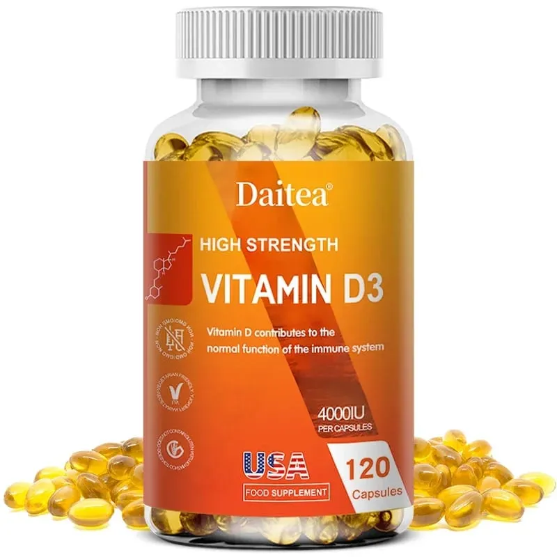 Vitamin D3 Capsules 4000IU Provide Immune Bone Support Promote Calcium Absorption Promotes Muscle Health Nervous System