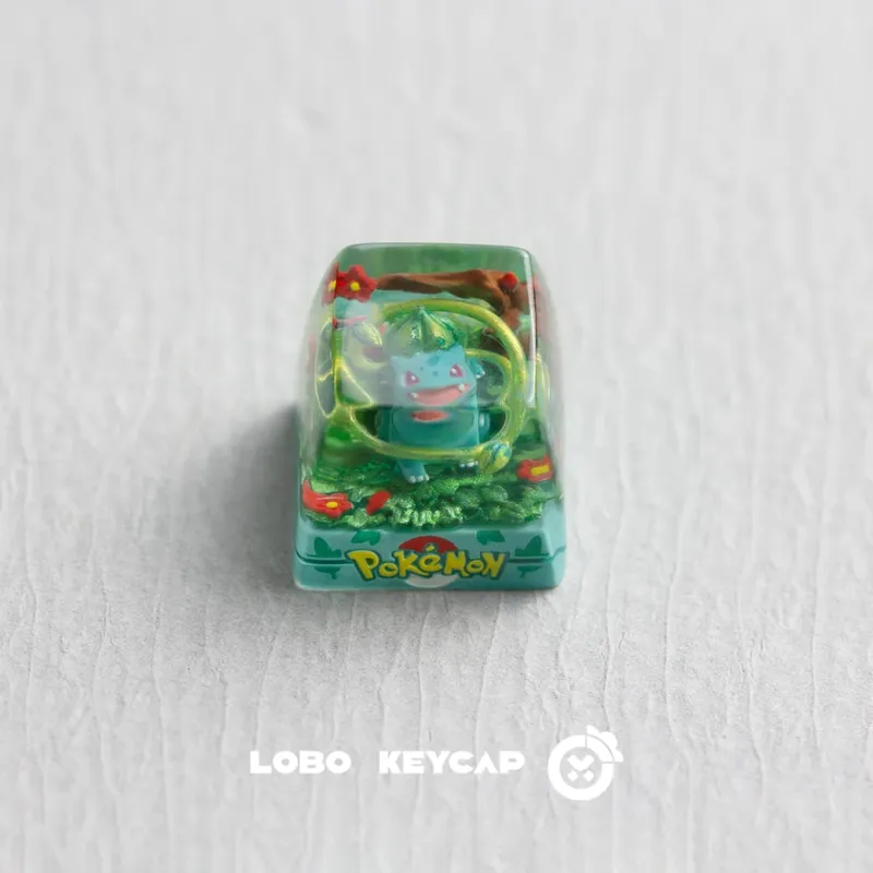 Pokemon bulbasaur squirtle keycap transparente acessórios de teclado anime bonito resina psiquiatra gotejamento cola keycaps oem esc original c4