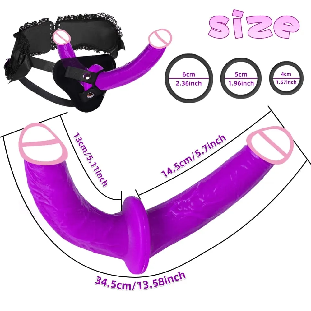 Vibrador realista de duas cabeças, pênis longo, penetração dupla, ponto g, vagina, pau anal, projetado para mulheres lésbicas, brinquedos sexuais adultos