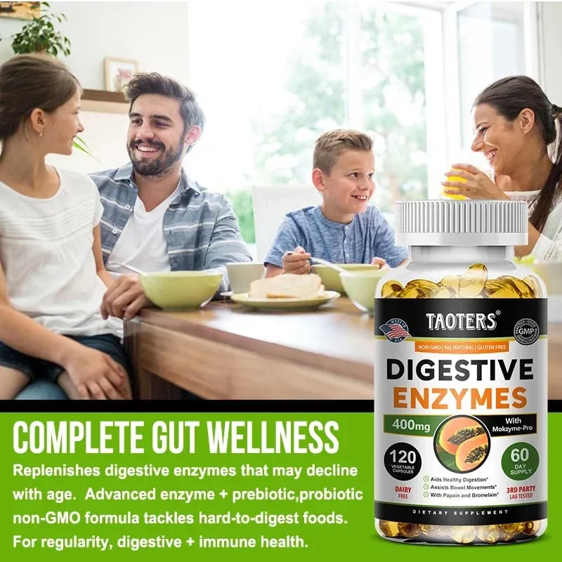 Digestive Enzymes - Aids in Bowel Movements Metabolism Nutrient Digestion and Intestinal Health for Adult Men and Women