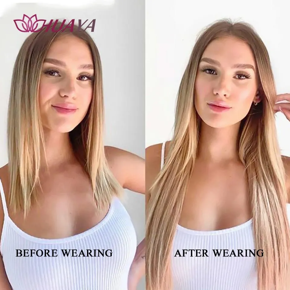 Synthetic Long Straight Invisible Wire No Clips In Hair Extensions Fake Hair Pieces Secret Fish Line Hairpieces For Women