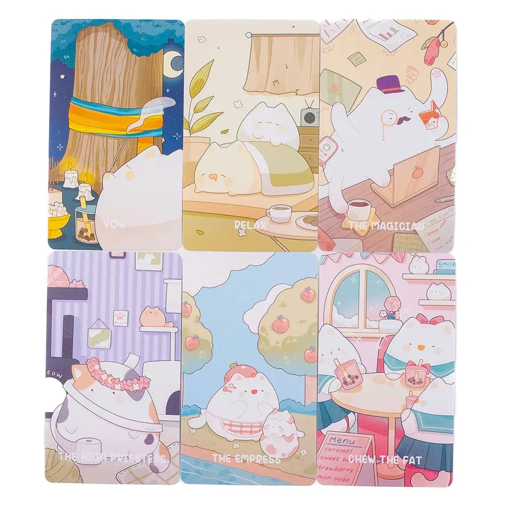 Novo estilo gato apreciar tarô 48 cartas baralho adivinhação destino tarô oráculo cartas festa entretenimento tabuleiro jogo de jogo 10.4x6.1cm