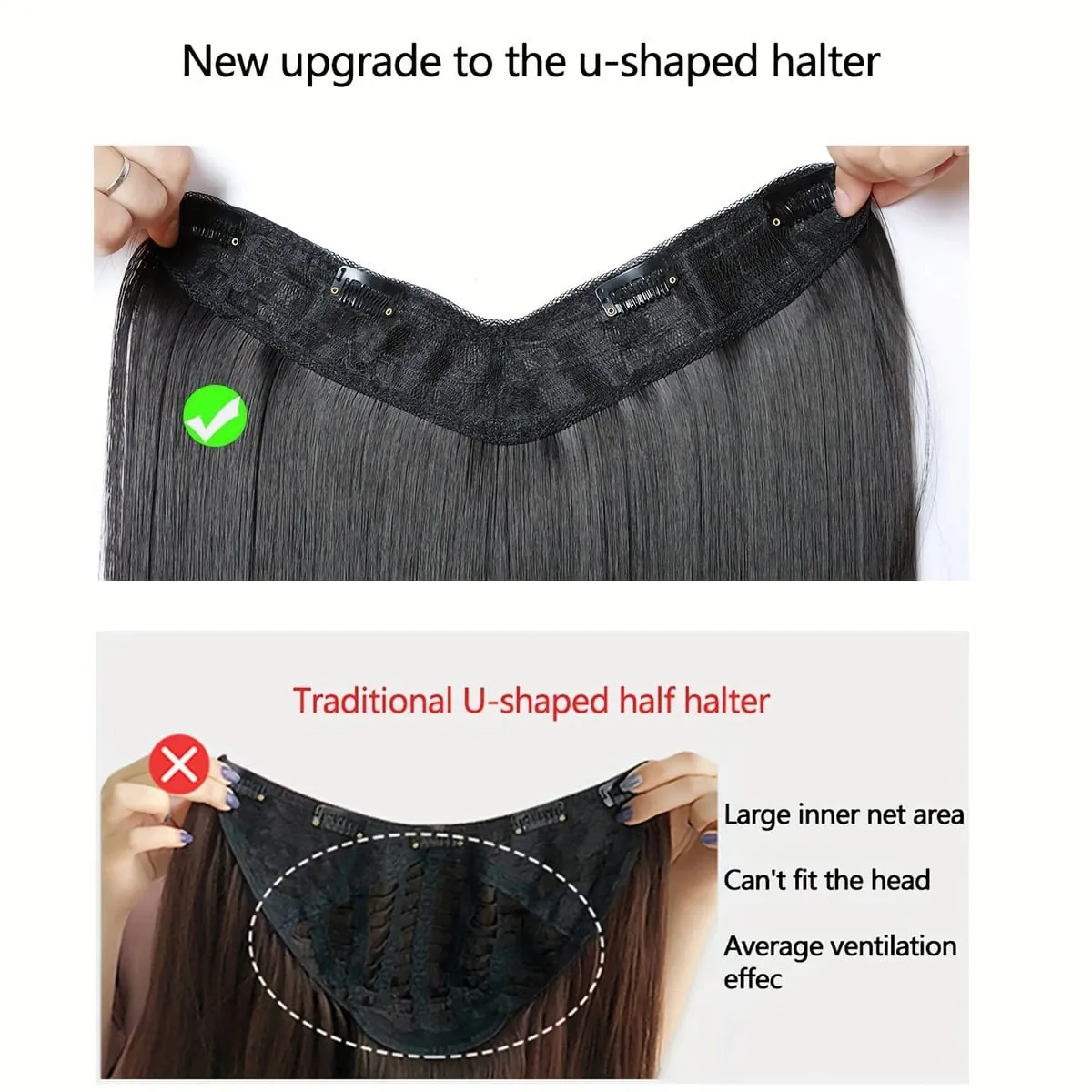 Extensões de cabelo sintético de 22 polegadas combina bem camadas longas retas onduladas em forma de V apliques de cabelo marrom