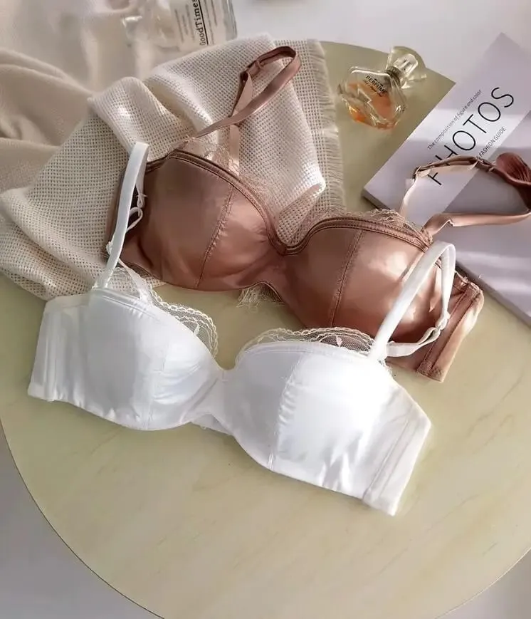 Seção fina meia xícara conjunto de roupa interior calcinha seios pequenos reunidos lingerie tamanho grande ultra-fino sexy rendas meninas sutiã novo
