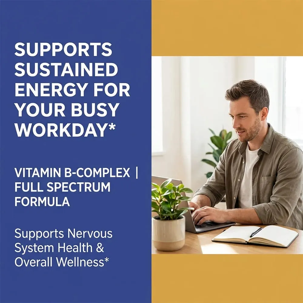 Vitamin B Complex Capsules Relieve Stress Energy Metabolism Nervous System & Immune Wellness Support Vegetable Capsules