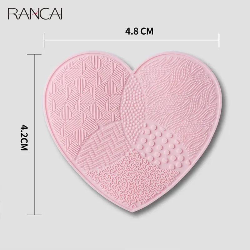 Almofada de esfrega pincéis de maquiagem limpeza de silicone com ventosa amor limpador de lavagem escova cosmética ferramenta de suprimentos de beleza