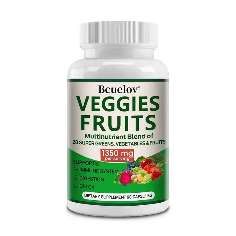 Suplemento de frutas e vegetais de 1350 mg - 28 nutrientes complexos - aumenta a desintoxicação da digestão e o suporte imunológico