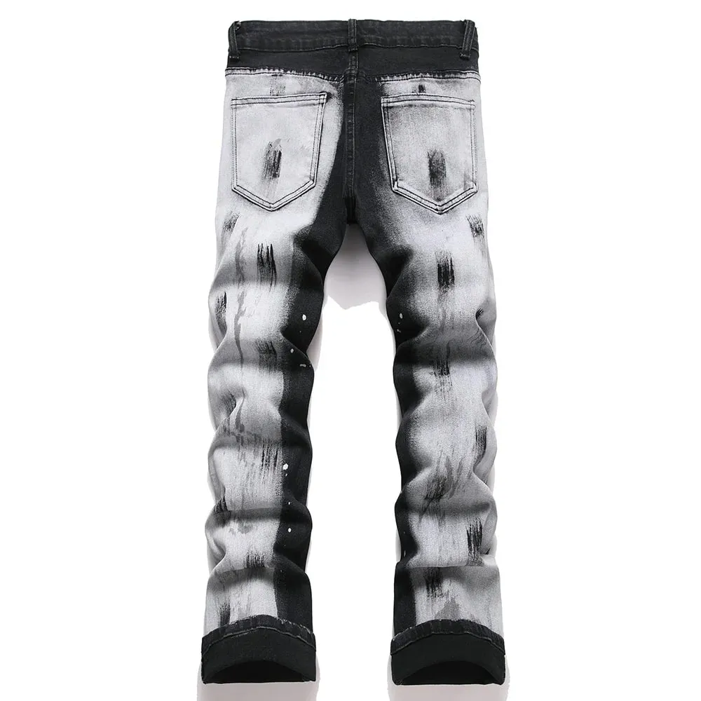 Calça jeans masculina com corte de bota, botão pintado, slim, larga, casual, streetwear, stretch, elastano, algodão — image 2