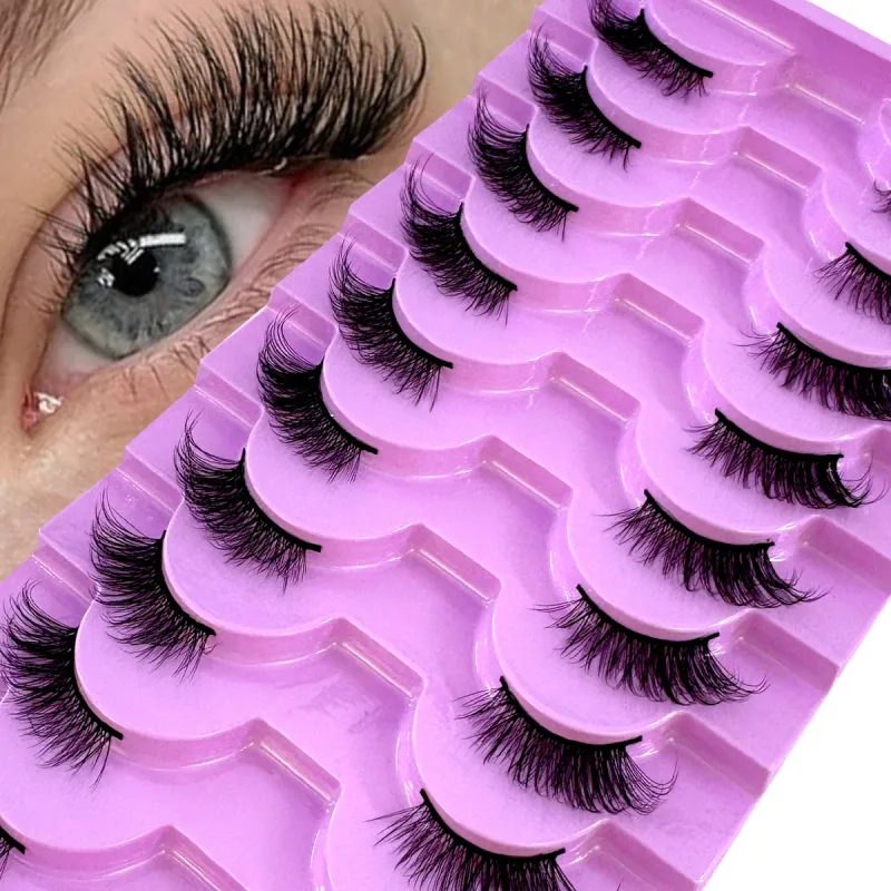 Half Lashes 10 Pairs Half Lashes Soft Natural Cat Eye Lashes Makeup Tool Fake Eyelashes Extension Fluffy Faux Cils