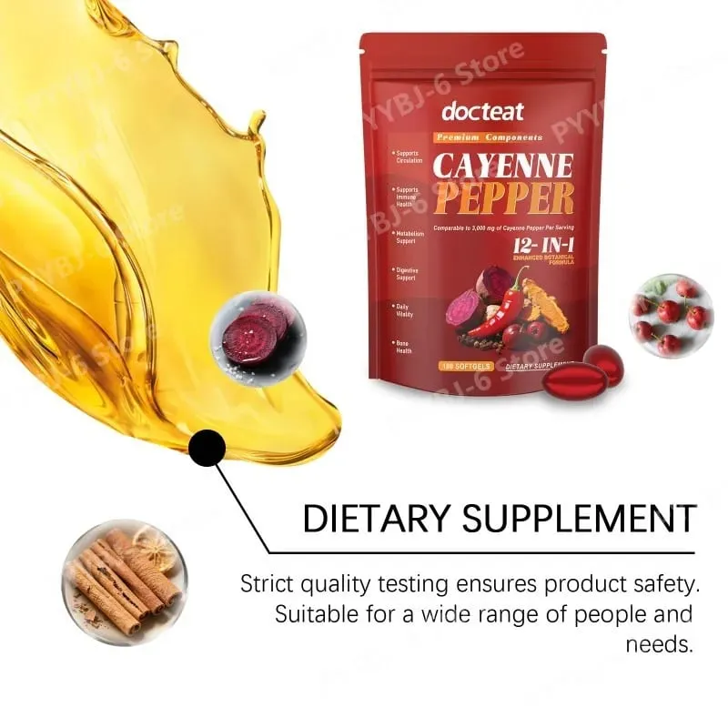 Cayenne Pepper Extract Botanical Formula Supports Circulation Immune Health &Daily Vitality180 Softgels Dietary Supplement