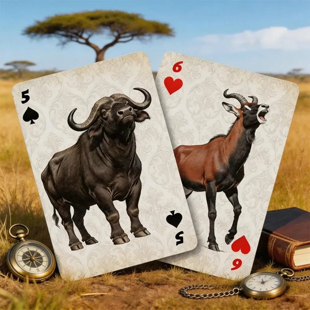 Savannah Animal Jogando Cartas Premium Baralho de Papel Suave Embaralhamento Cartas de Poker para Jogos de Tabuleiro de Festa e Desempenho Mágico