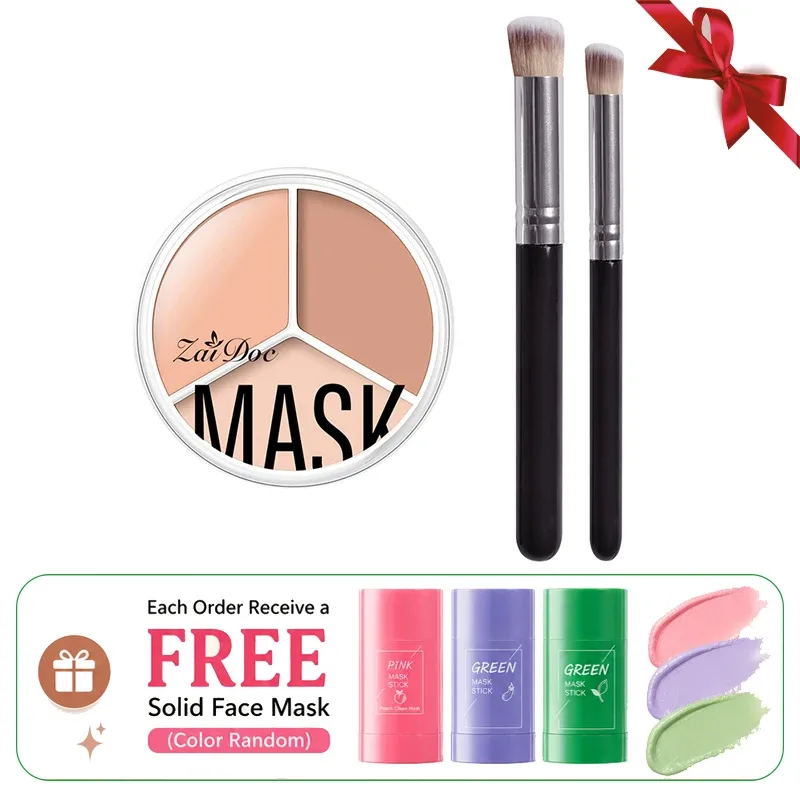 Zaidoc 3 cores paleta corretivo cobertura completa creme corretor de longa duração para acne círculos escuros sacos de olho maquiagem natural 15g cada