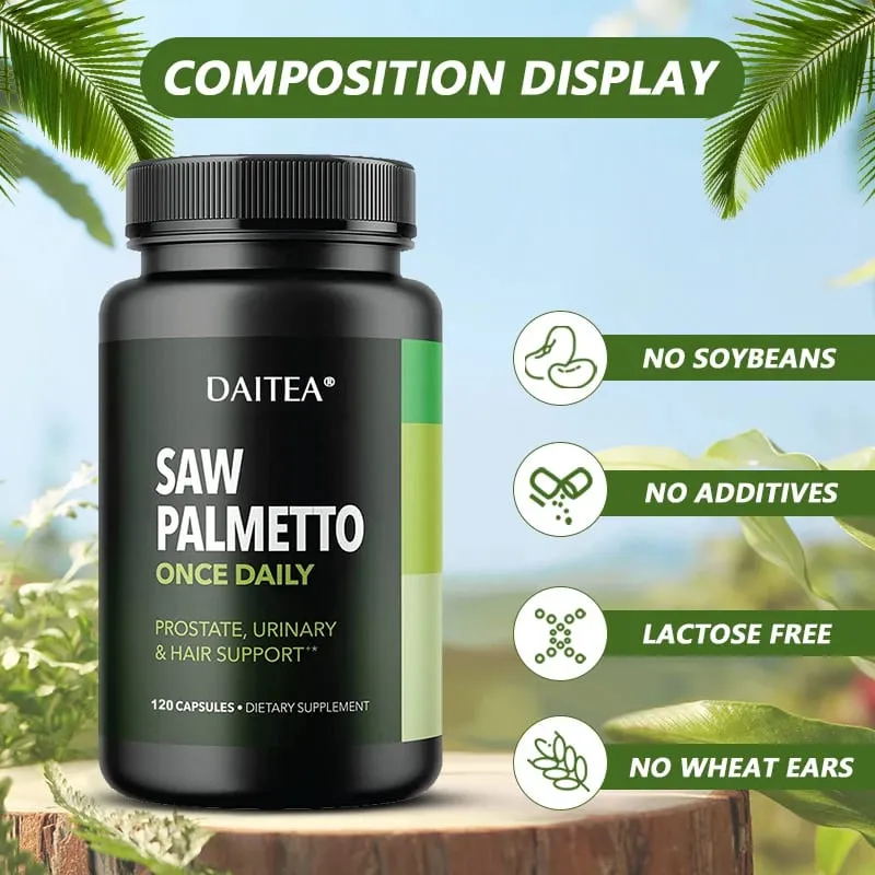 Daitea viu cápsula de palma da próstata suplemento de saúde suporte do trato urinário suporte de saúde da bexiga promover o crescimento do cabelo