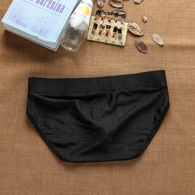 2025Simples, cor sólida, elegante, cuecas masculinas de cintura baixa em nylon escovado brilhantes AD3-M257