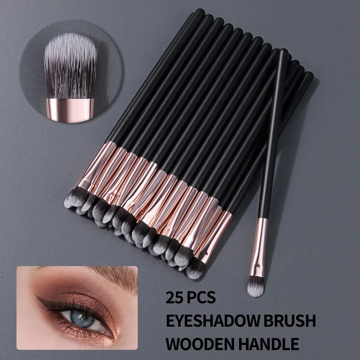 Wholesale 25PCS Single Eyeshadow Shader Brush Fluffy Dual-Tone Hair Eye Makeup Applicator Bulk Eyeshadow Brushes For Salon Perso