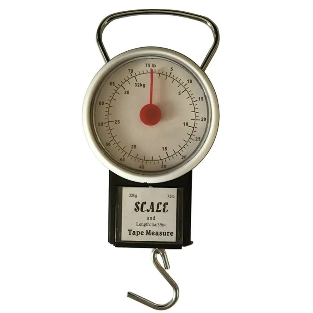 Balança mecânica portátil de 75 lb, balança digital para cozinha, bagagem de viagem, pesagem multiuso com fita métrica