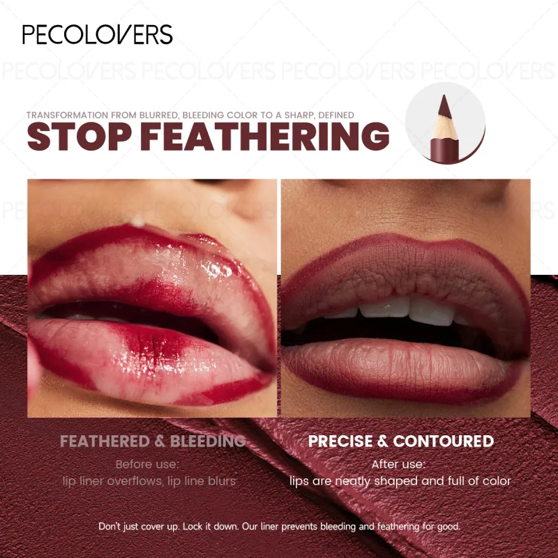 Delineador labial fosco, segundo contorno labial, lábios volumosos e charmosos, sem secagem, cosméticos labiais à prova d'água, adequados para iniciantes