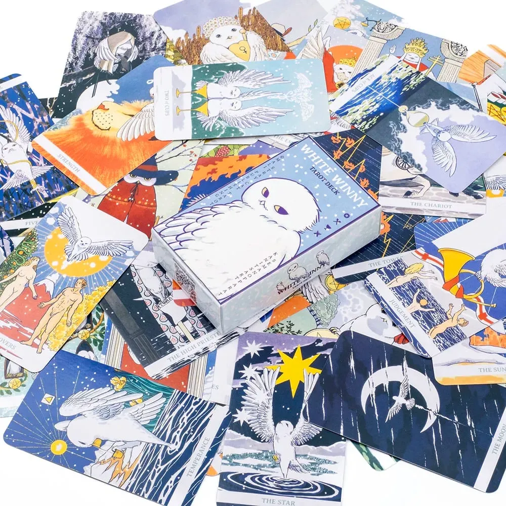 Branco winny tarô fortuna dizendo adivinhação 80 cartas baralho & guia pdf para leituras intuitivas e jogo de tabuleiro de autodescoberta