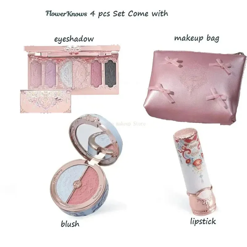 Conjunto de maquiagem Flowerknows Kit de presente Shimmer Full Box Blush Creme labial de veludo de longa duração com bolsa Kit de maquiagem — image 8