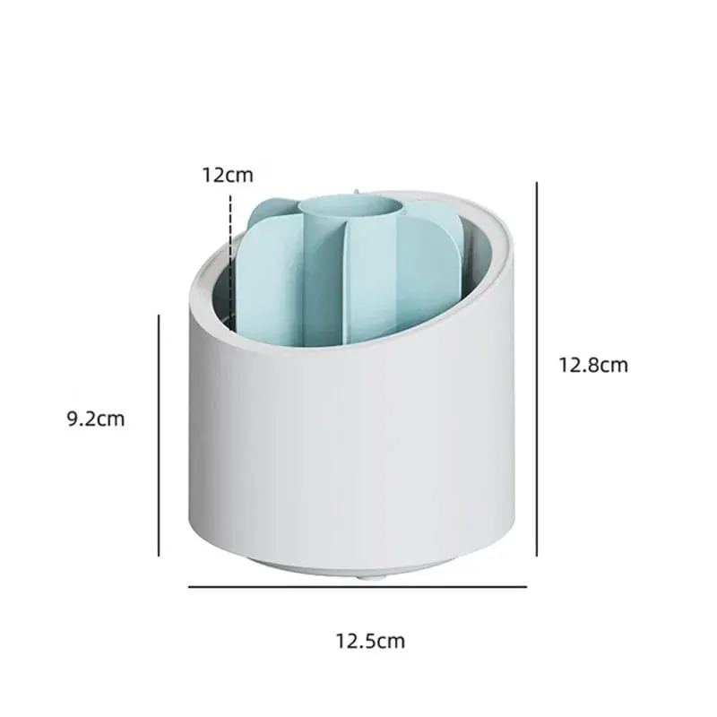 Desktop Cosmetic Brush Organizer 360° Rotating Makeup Brushes Holder 7 Grids Lipstick Eyebrow Pen Holder Eye Shadow Storage Box