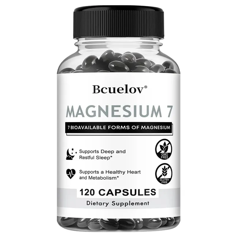 Complexo de magnésio 7 em 1 de alta absorção apoia o relaxamento energético promove um sono saudável ajuda suplementos de suporte muscular
