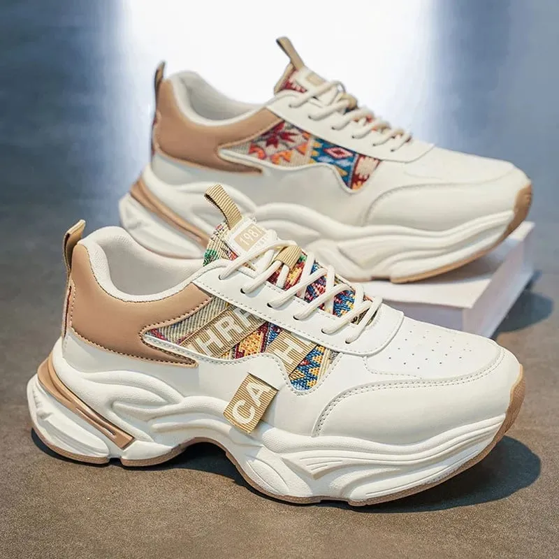 2026 Men Korean High Top Sneakers Spring Breathable Anti Slip Platform Running Shoes Outdoor Wear-resistant Running Sports Shoes