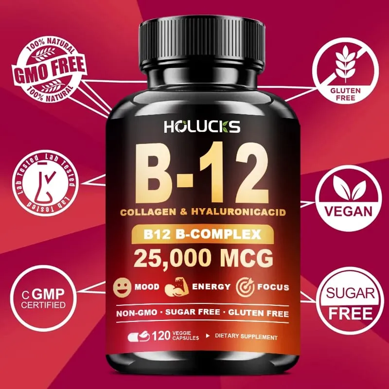 維生素 B12 複合補充劑有益於大腦和心臟功能支持記憶學習新陳代謝有助於增強自然能量