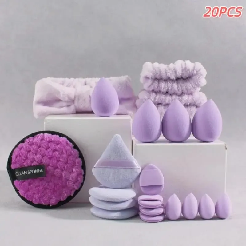 20 33 unidades conjunto completo de ferramentas de maquiagem com esponja de beleza pincel puff para aplicação e remoção de maquiagem uso diário