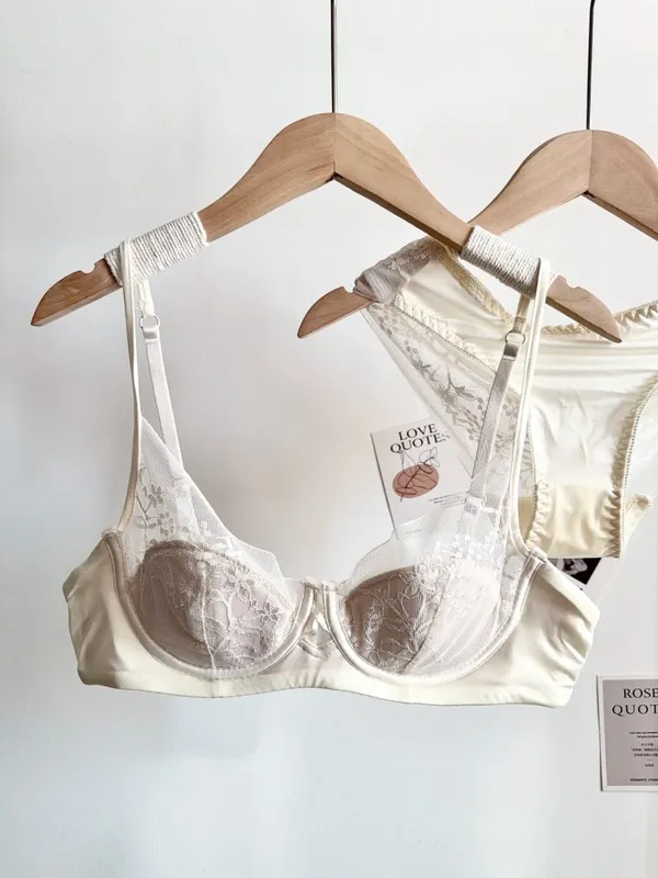 Women Lace Bra Panty Set Soft Underwire Thin Cup Push‑Up Support Intimates Lingerie Suit For Small Bust 32‑38 Fashion Underwear — image 8