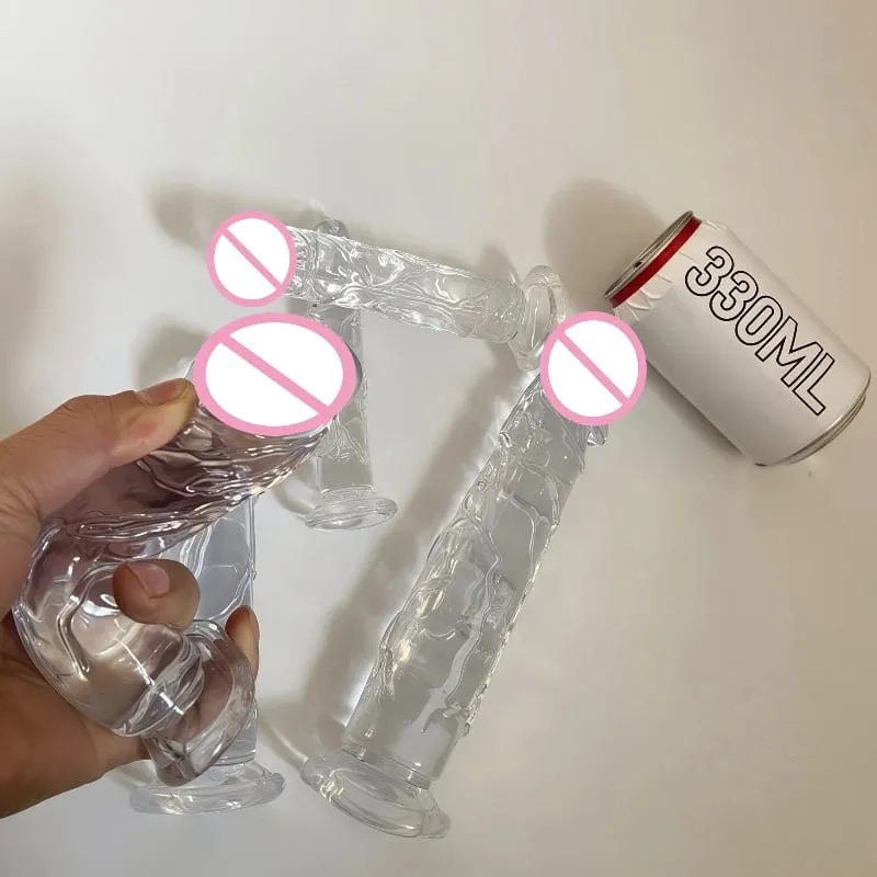 Mulher realista anal butt plug transparente vibrador ventosa pau grande masturbadores macios g ponto pênis grande produto sexual adulto 18 +