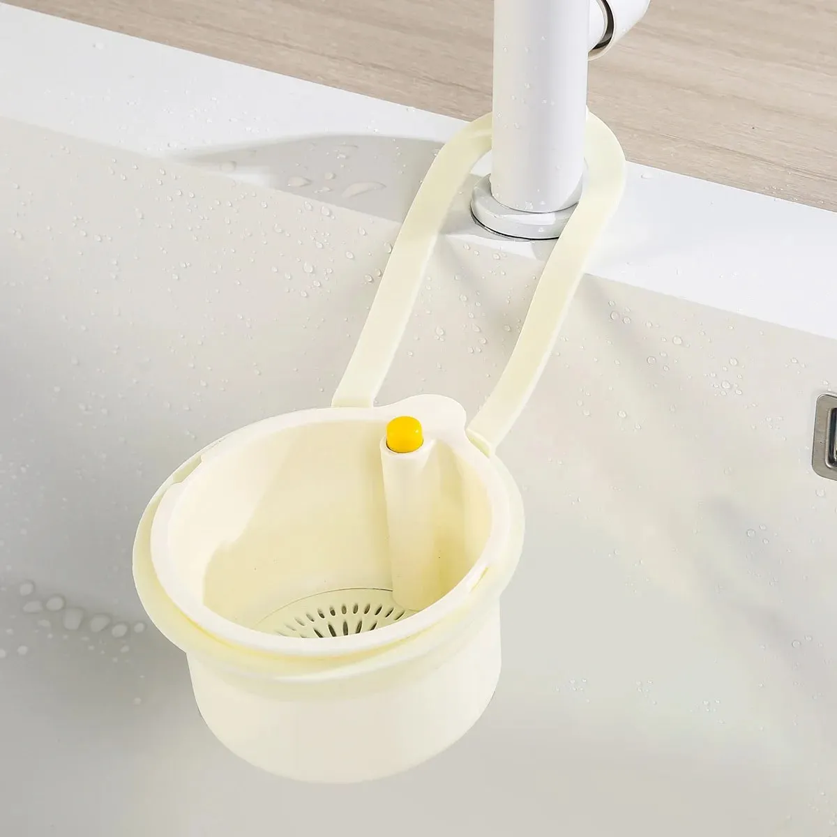 Cesta de drenagem de pia suspensa, tampa inferior destacável, filtro de lixo de cozinha, filtro de resíduos de alimentos, cesta de água de limpeza