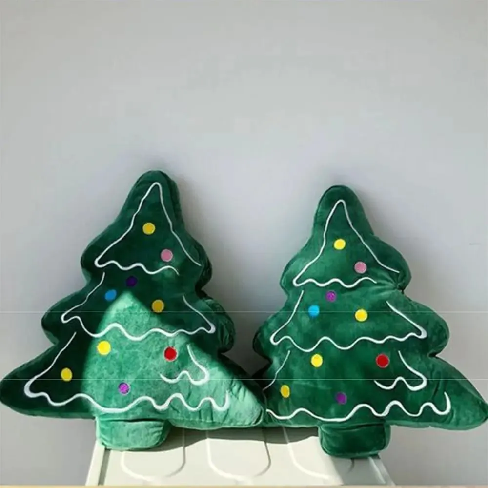 Almofada macia do sofá da árvore de Natal, confortável, amigável à pele, almofada decorativa do dia de Natal, ornamentos em forma de 3D