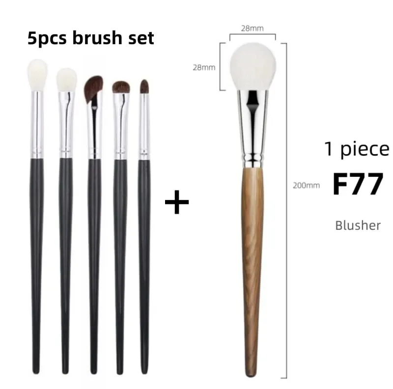 Conjunto de pincéis para sombra, cabelo natural, 5 peças, pincéis de maquiagem, ferramentas de beleza