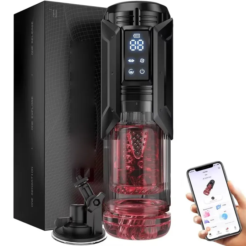 Masturbador masculino automático, 7 modos de sucção rotativa, boquete, máquina sexual, masturbação vibratória, alças duplas