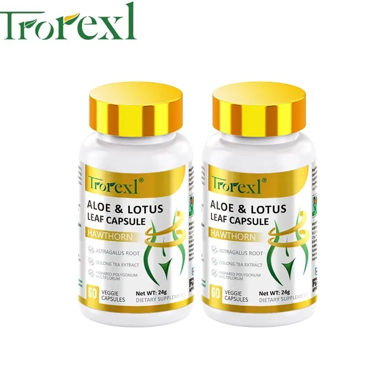 Cápsulas de folhas de aloe e lótus pílulas para barriga lisa supressor de apetite desintoxicação preserva magra