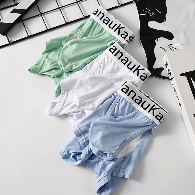 Shorts boxer modais masculinos com bolsa de suporte 3D e design conveniente de abertura lateral para uso confortável