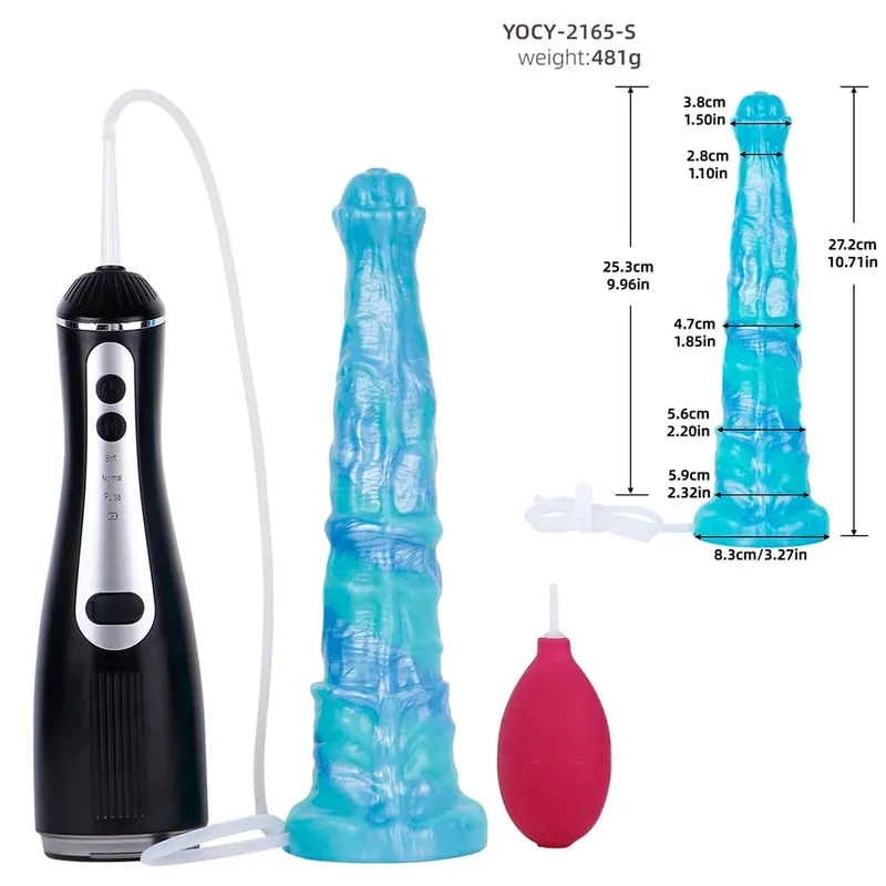 矽膠電動噴射幻想假陽具帶吸盤前列腺按摩器射精陰莖性玩具女式男式