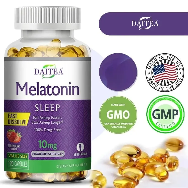 Melatonin Capsules - Sleep Aid Supplement That Helps Nourish Nerves Relieves Sleep Disorders and Improves Energy Levels