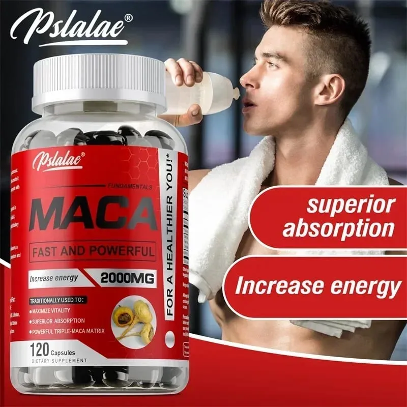 Cápsulas de raiz de maca - para apoiar a resistência energética e o desempenho, constrói músculos e força