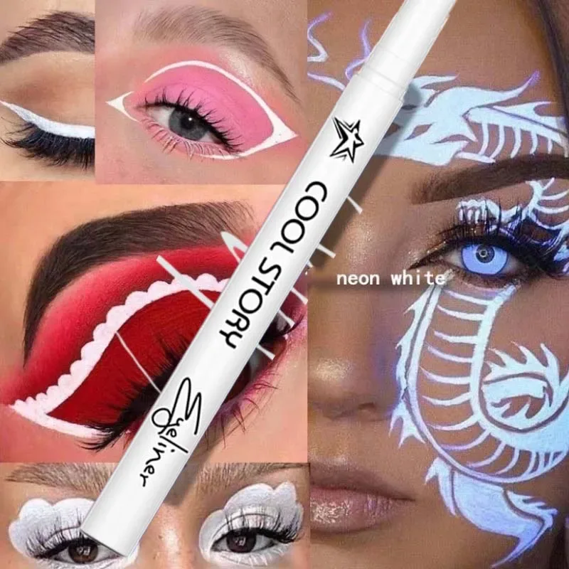 12 cores uv fluorescente delineador gel caneta à prova dwaterproof água secagem rápida neon colorido delineador branco azul roxo música festa maquiagem dos olhos