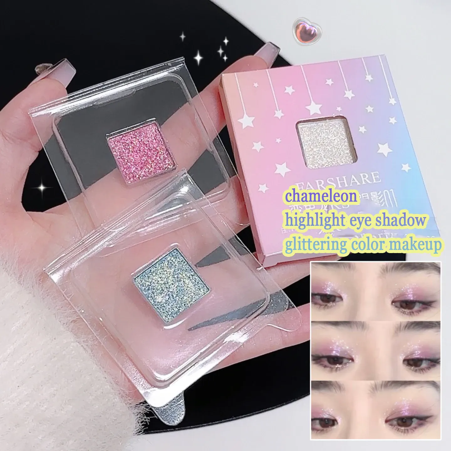 Cartões de sombra para olhos multicromáticos, metálicos, à prova d'água, camaleão, azul, ultra-brilhante, holográfico, glitter, maquiagem para os olhos, iluminador