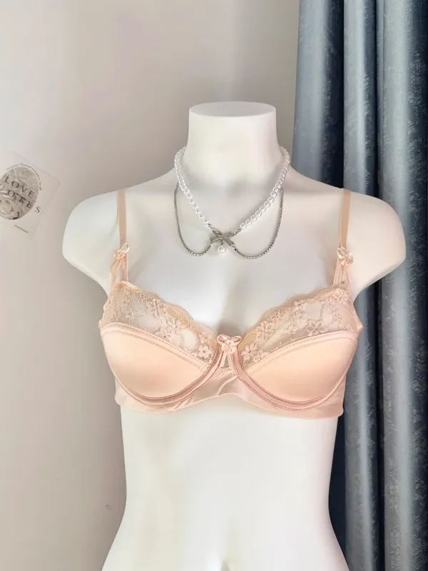 Conjunto de sutiã minimizador de renda vermelha, popular, meia xícara, ultra fino, busto grande, suporte macio, festa de noiva, lua de mel, noite, 32-38