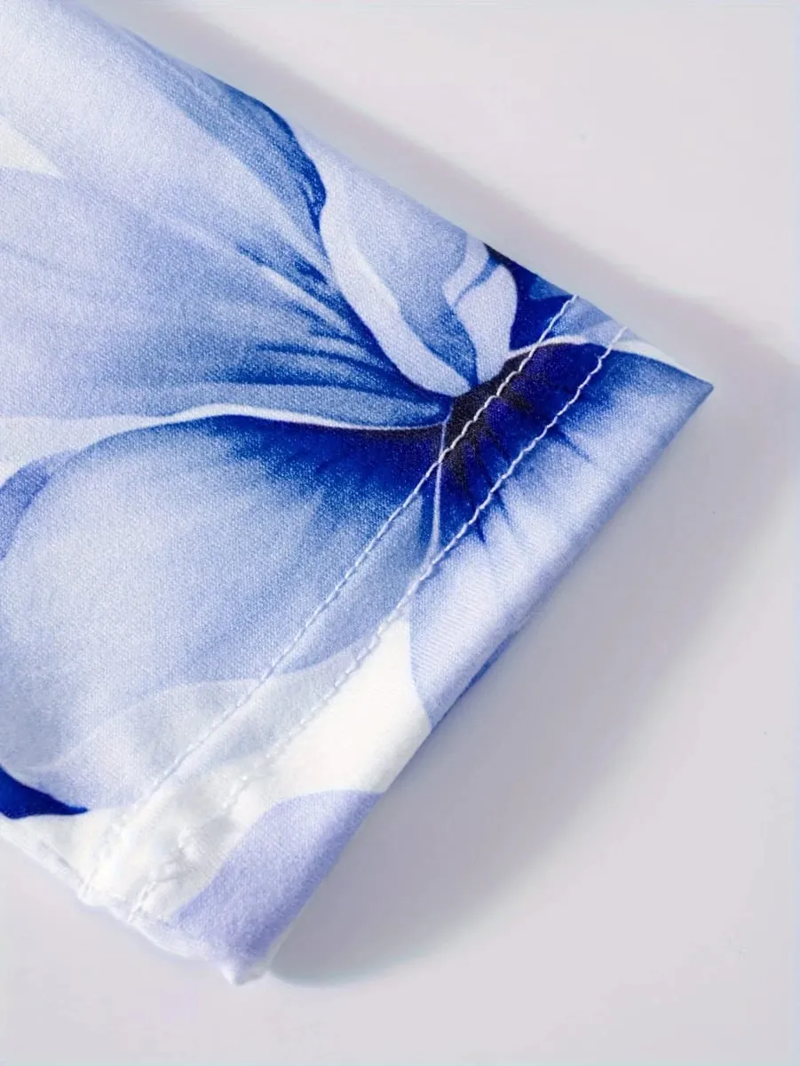 Printed Design casual style Blue Floral Pattern Print Dress women's dress — image 6